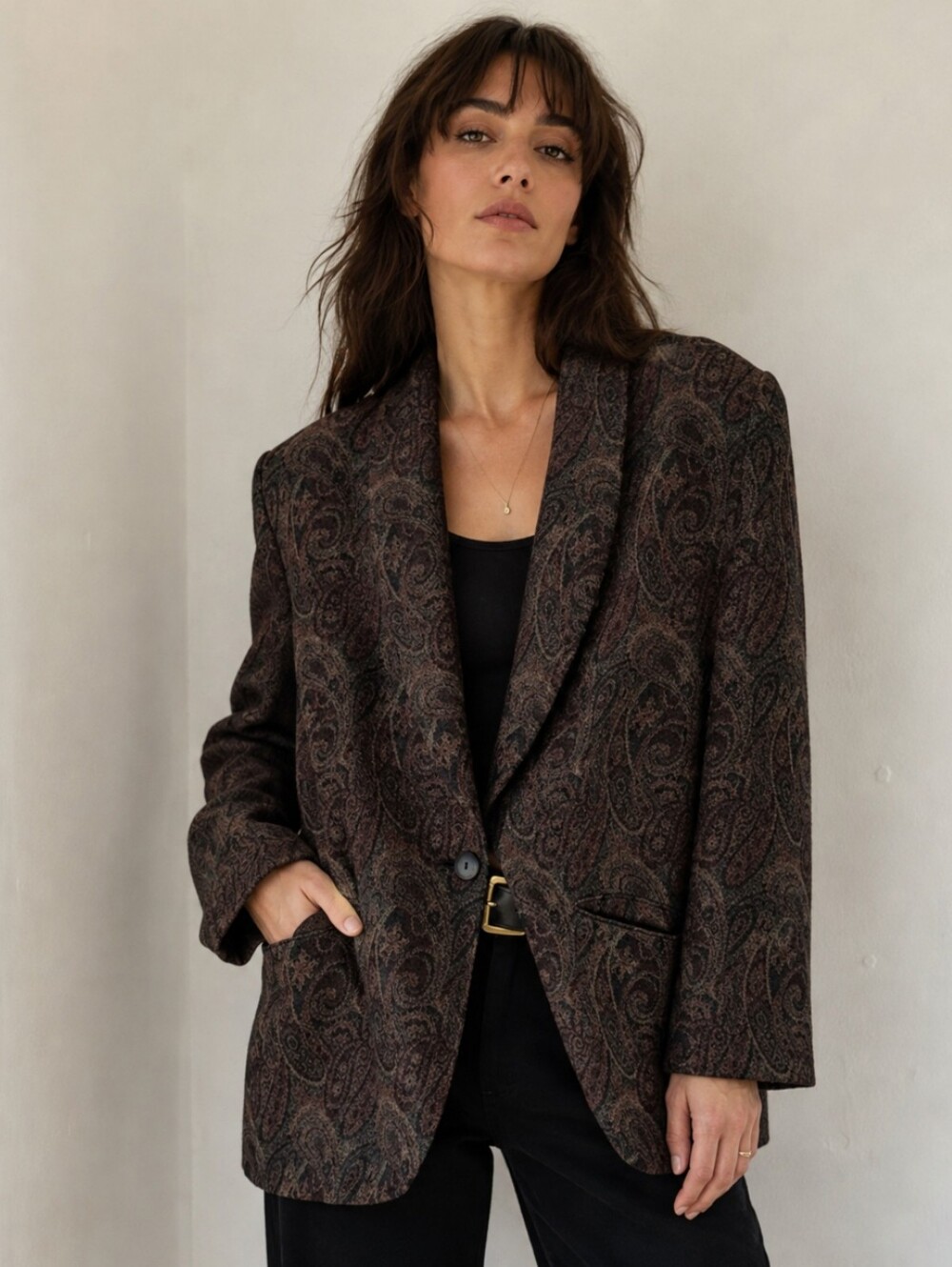 VTG Librarian Chic Romantic Poet Lord & Taylor Wool Paisley Shawl Collar Blazer
